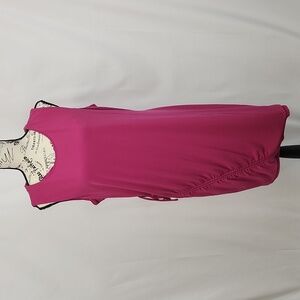 Goldray Sleeveless Pink Dress With Drawstring Ruching, XL